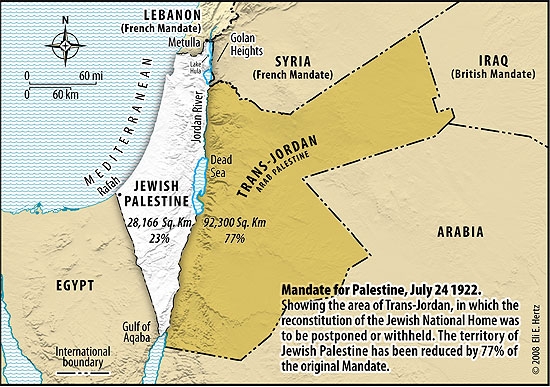 Map: 1922 - Final territory assigned to the Jewish National Home