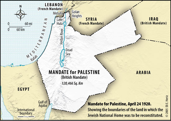 Map: 1920 - Original territory assigned to the Jewish National Home